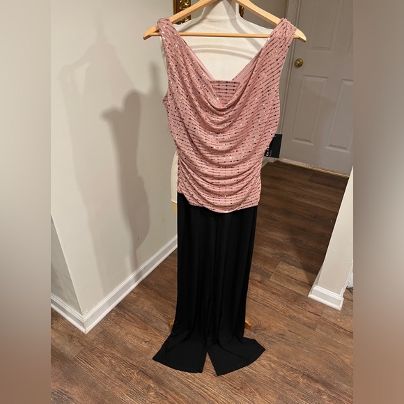Sequin cocktail jump suit.  Sleeveless soft flowing pants. - Picture 2 of 3